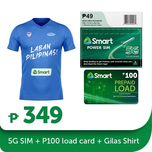Smart Prepaid Power SIM with 100 Load Card and Gilas Shirt